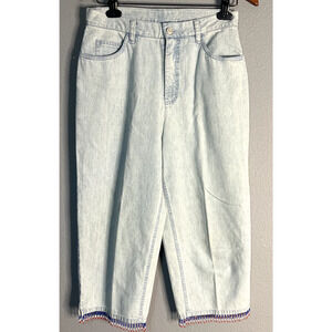 Telluride Clothing Co Size 6 Embellish Capri Jeans Hippie Chick Patriotic Beaded